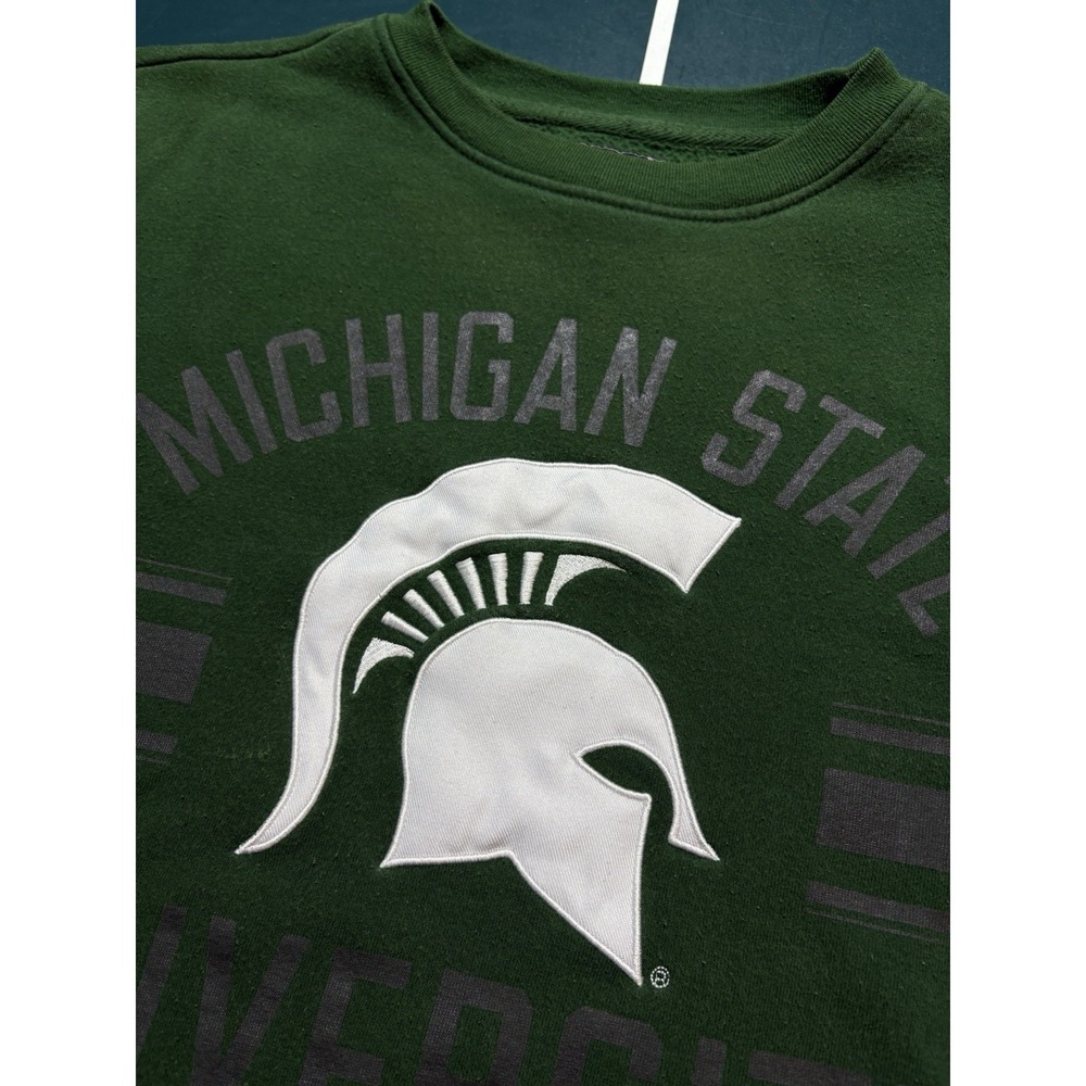 Vintage Michigan State Spartans Sweatshirt Men's Small Green Crewneck Pullover - Picture 3 of 8